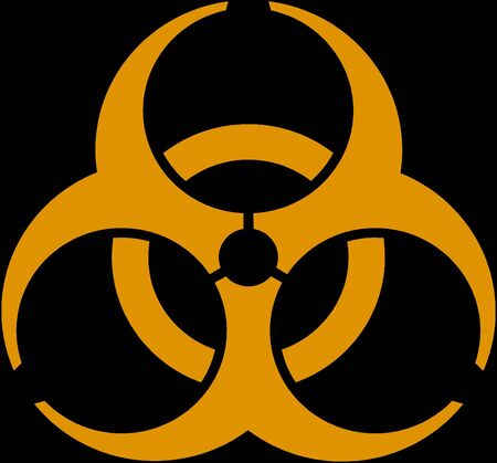 Biohazard - an orange emblem on a black backgroundの写真素材