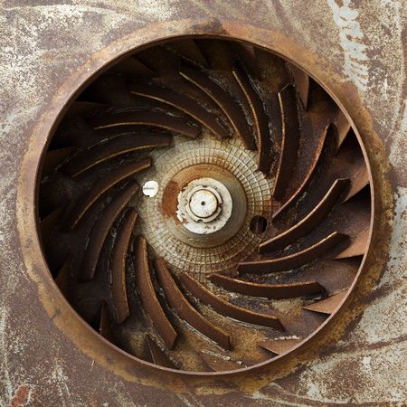 Metal painted old rusty turbineの写真素材