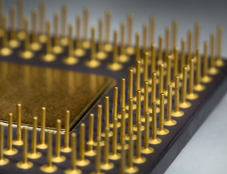 Gilt legs of the processor photographed with increase