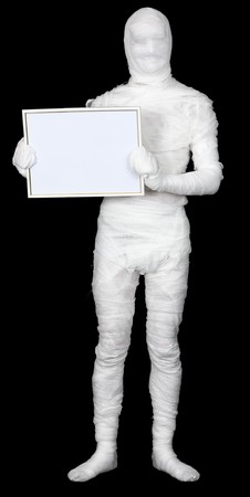 Mummy with frame on the black backgroundの写真素材