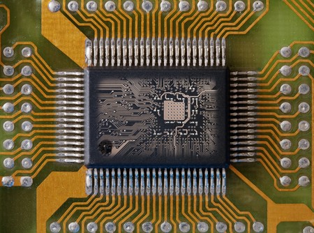 Microphoto of an integrated microcircuitの写真素材