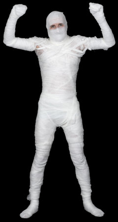 Man in bandage on the black backgroundの写真素材