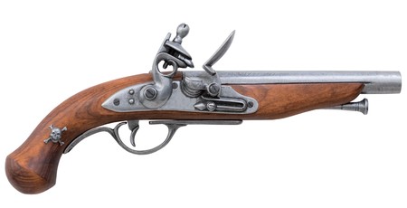 The ancient pistol isolated on white backgroundの写真素材