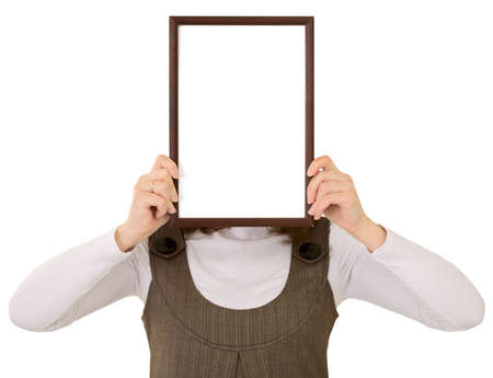 The woman with frame instead of faceの写真素材