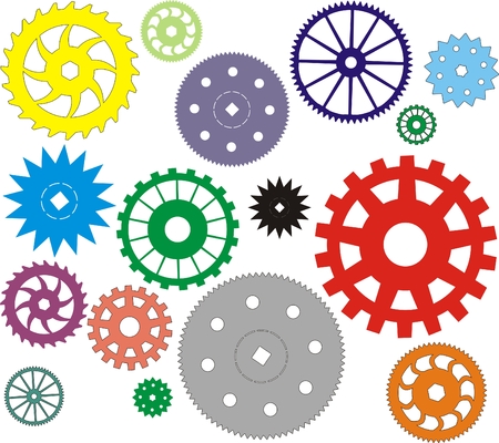 Set of vector multi-coloured gears different in the formのイラスト素材