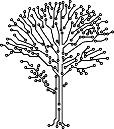 Vector tree crone made of electronic paths of black colorのイラスト素材
