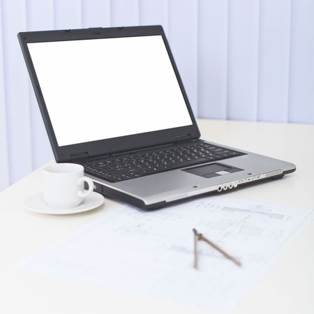 Business a still-life - the laptop on a table at officeの写真素材