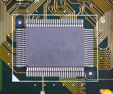 The big integrated microcircuit on a circuit board surfaceの写真素材