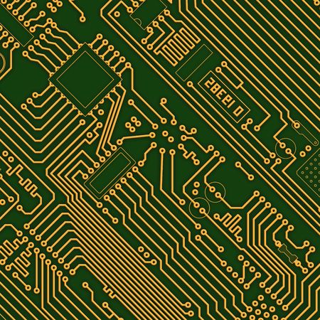 Industrial electronic high-tech golden - green backgroundの写真素材