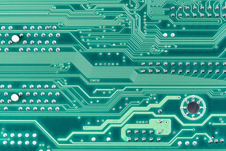 High technological electronic circuit board green backgroundの写真素材