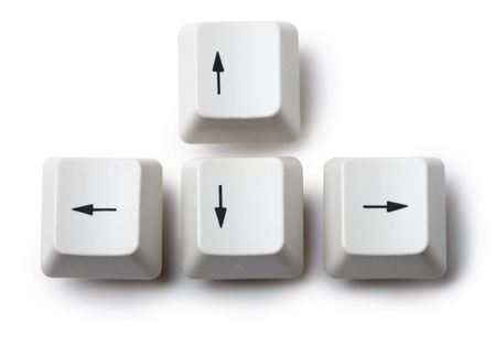 The four keyboard arrow keys on a white backgroundの写真素材