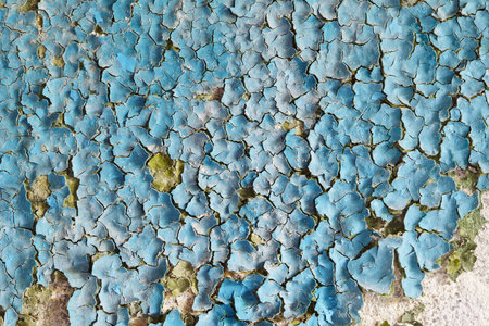 Background of the surface of the old dirty walls covered with peeling paint