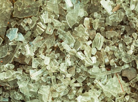 A heap of broken automobile safety glassの写真素材