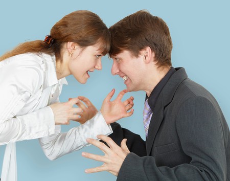 Man and woman fighting and arguing againの写真素材