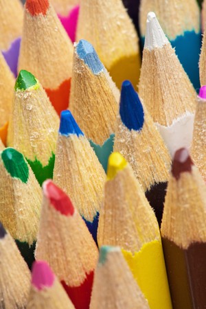 The tips of color pencils close upの写真素材