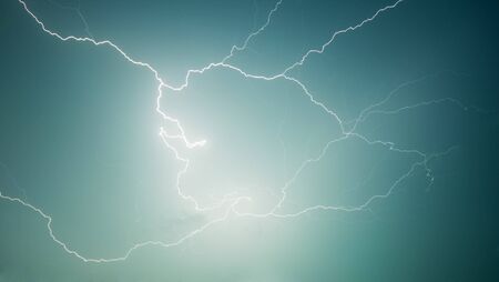lightning - electrical discharge in the skyの写真素材