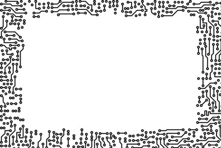 Artistic monochrome frame made of electronic componentsの写真素材