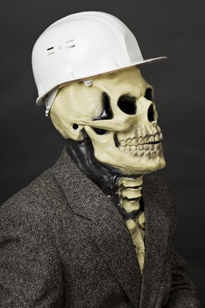 The deadly construction superintendent in a white protective helmetの写真素材