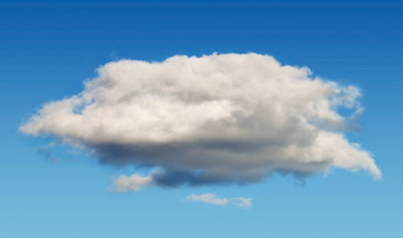 One cumulus cloud in the blue sky