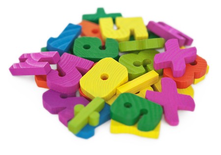 Small group of color figures - educational calculating material, isolated on white backgroundの写真素材