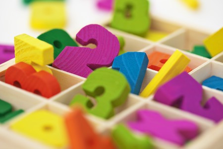 School color wooden material for arithmetics teaching - close upの写真素材