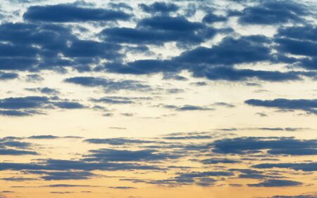 Horizontal seamless panorama of the evening sky with cloudsの写真素材