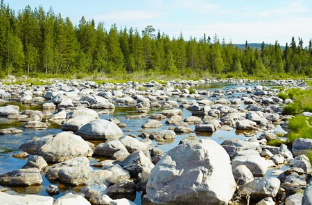 The dried up channel of big northern river - Nivaの写真素材
