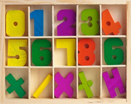 Wooden set for training to arithmetics of childrenの写真素材