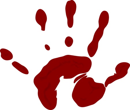 Print of hand of blood-red color on white backgroundのイラスト素材