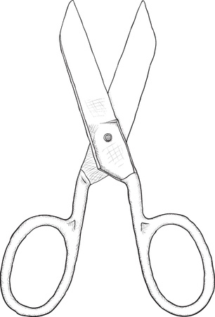 Simple monochrome artwork - big dressmaker scissors on a white backgroundのイラスト素材