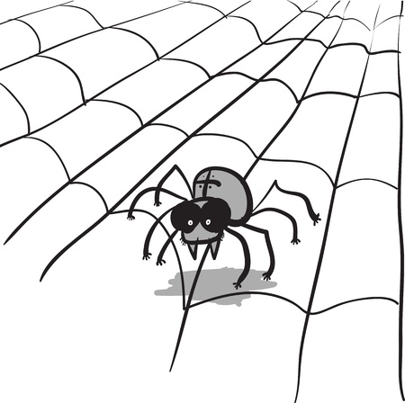 A simple monochrome image - a stylized spider and webのイラスト素材