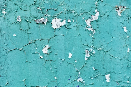 Blue wall with cracks - an architectural background in retro styleの写真素材