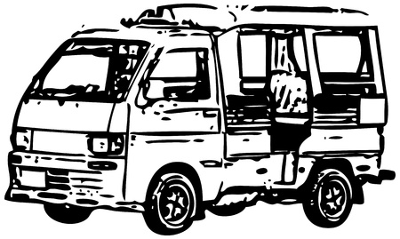 A small minibus - a simplified monochrome vector imageのイラスト素材