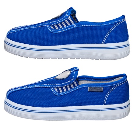 Sporting lightweight blue sneaker isolated on white backgroundの写真素材