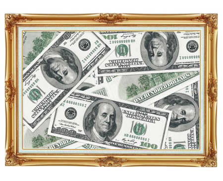 The picture in the old-fashioned frame - the money - dollarsの写真素材