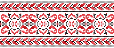 Ukrainian cross-stitch red and black pattern - Vectorのイラスト素材