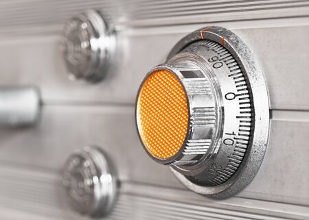 The mechanism of an old safe in close-upの写真素材