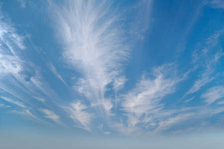 Beautiful sky with cirrus clouds photographed by a wide angle