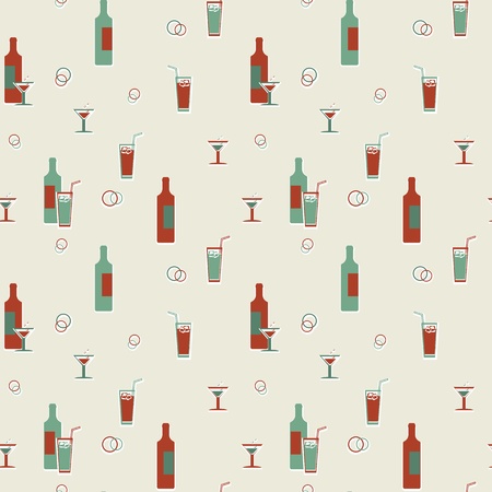 Abstract vector seamless vintage pattern - alcoholic beveragesのイラスト素材