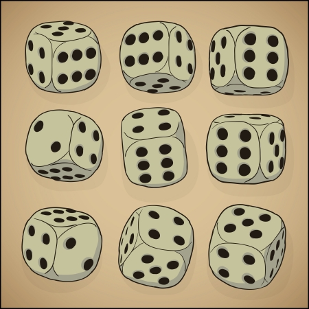 A set of vector cubes for the game of dice - vintage styleのイラスト素材