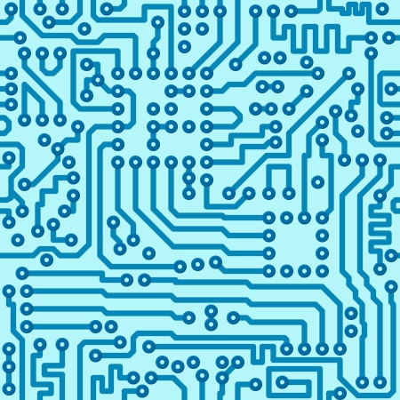 Electronic technology digital circuit blue board - seamless vector patternのイラスト素材