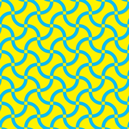 Vector seamless pattern. Modern yellow and blue repeating geometric curves textureのイラスト素材