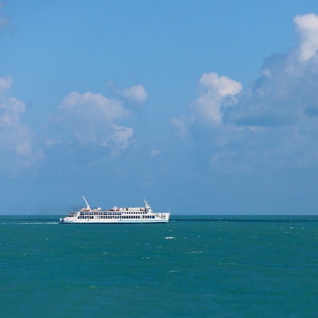 Old ferry goes by sea - Thailand, Krabiの写真素材