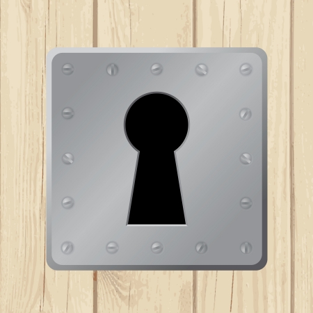  illustration - keyhole on a wooden doorのイラスト素材