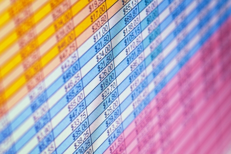 The financial statements on the screen close up backgroundの写真素材