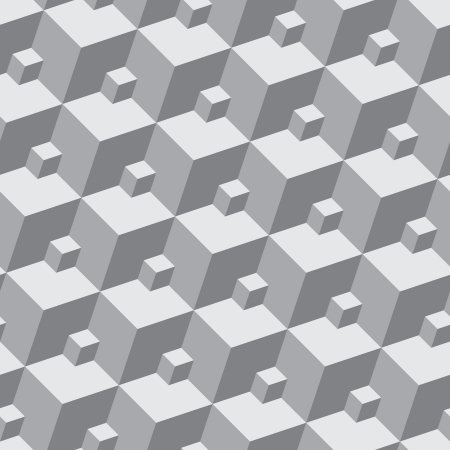 Vector pattern - seamless three-dimensional monochrome pattern from simple shapesのイラスト素材