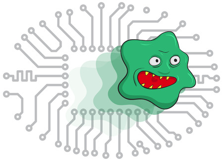 Dangerous computer virus has infected the electronics - funny vector graphicsのイラスト素材