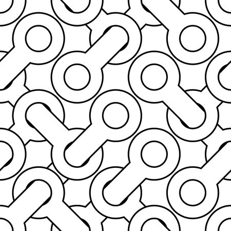 Simple geometric vector graphical pattern - interlaced elements on white background