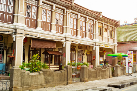 MALAYSIA, PENANG, GEORGETOWN - CIRCA JUL 2014: Beautiful, Colonial style architecture is visible in this old, historical building.のeditorial素材