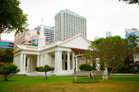 SINGAPORE - 31 DEC 2014: Beautiful, colonial architecture and gardens of the Armenian Apostolic Church of St. Gregory the Illuminatorのeditorial素材